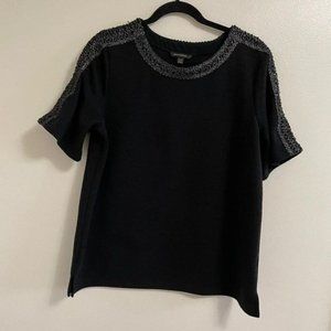 Banana Republic  women's short sleeves lurex trim black top size xl